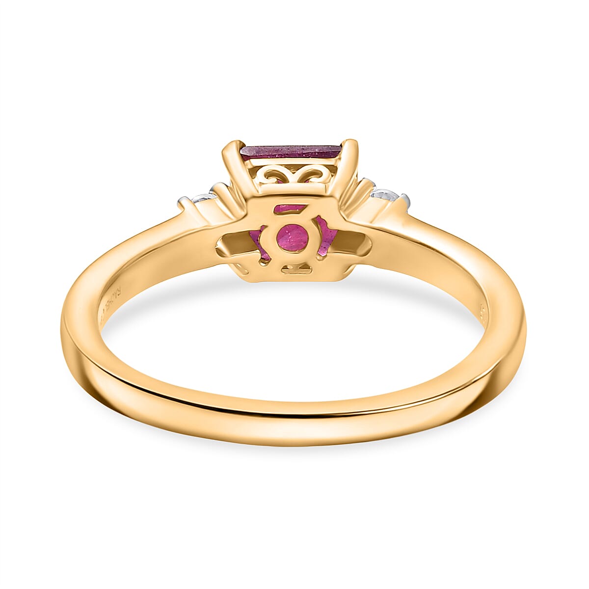 RACHEL GALLEY African Ruby &amp; White Zircon Ring in 18K Vermeil Yellow Gold Plated Sterling Silver 1.91 Ct. 8070355 9