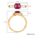 RACHEL GALLEY African Ruby & White Zircon Ring in 18K Vermeil Yellow Gold Plated Sterling Silver 1.91 Ct.