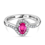 African Ruby & Natural Zircon Bypass Ring in Platinum Overlay Sterling Silver