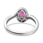 African Ruby & Natural Zircon Bypass Ring in Platinum Overlay Sterling Silver