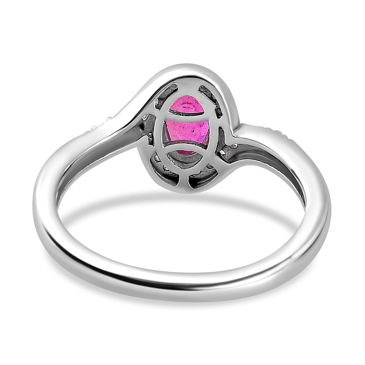 African Ruby &amp; Natural Zircon Bypass Ring in Platinum Overlay Sterling Silver 7774119 4