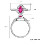 African Ruby & Natural Zircon Bypass Ring in Platinum Overlay Sterling Silver