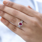 African Ruby and Natural Cambodian Zircon Ring in Platinum Overlay Sterling Silver 2.31 Ct