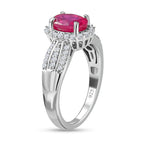 African Ruby and Natural Cambodian Zircon Ring in Platinum Overlay Sterling Silver 2.31 Ct