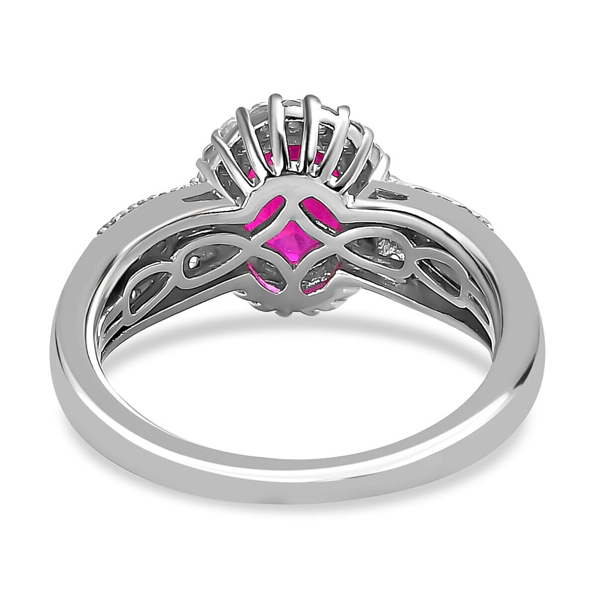 African Ruby and Natural Cambodian Zircon Ring in Platinum Overlay Sterling Silver 2.312 Ct 7329566 9