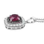 African Ruby, White Zircon & Natural Champagne Zircon Pendant with Chain (Size - 20) in Rhodium Overlay Sterling Silver 3.56 Ct.