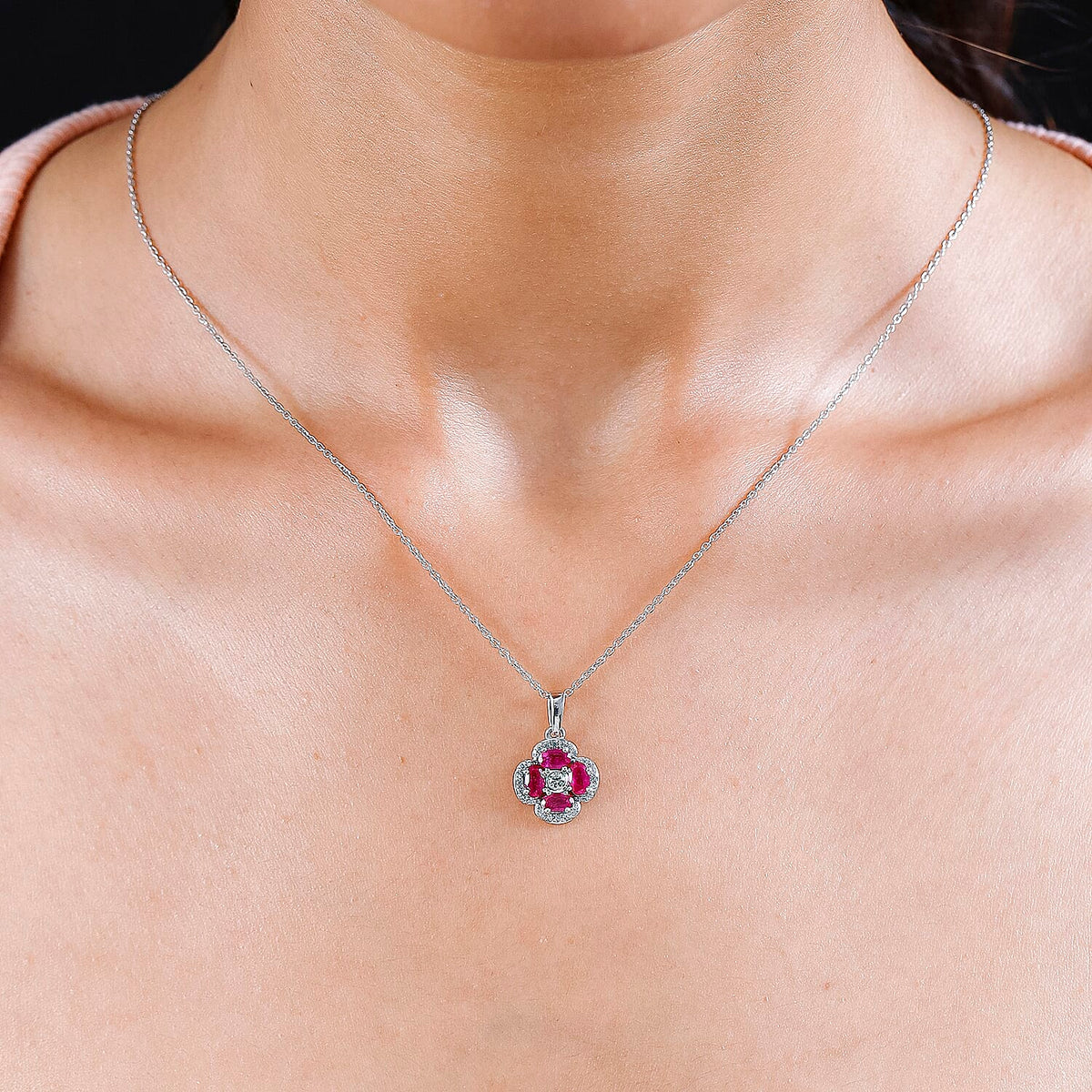 Niassa Ruby and Natural Zircon Pendant with Chain (Size 20) in Platinum Overlay Sterling Silver 1.75 Ct 4173020 1