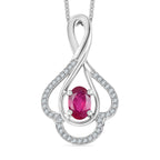 African Ruby & White Zircon Pendant with Chain (Size - 20) in Rhodium Overlay Sterling Silver 0.865ct