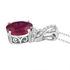 African Ruby,  White Zircon Pendant with Chain (Size 20) in rhodium Sterling Silver 0.20 ct  Silver Wt. 5.65 Gms  2.760  Ct.