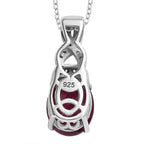African Ruby,  White Zircon Pendant with Chain (Size 20) in rhodium Sterling Silver 0.20 ct  Silver Wt. 5.65 Gms  2.760  Ct.