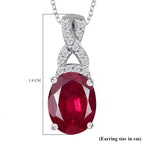 African Ruby,  White Zircon Pendant with Chain (Size 20) in rhodium Sterling Silver 0.20 ct  Silver Wt. 5.65 Gms  2.760  Ct.