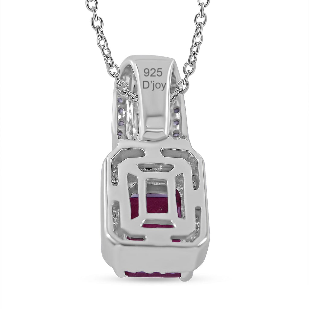 African Ruby, Natural Zircon & Rainbow Sapphire Pendant with Chain (Size 20) in Rhodium Overlay Sterling Silver 2.75 Ct