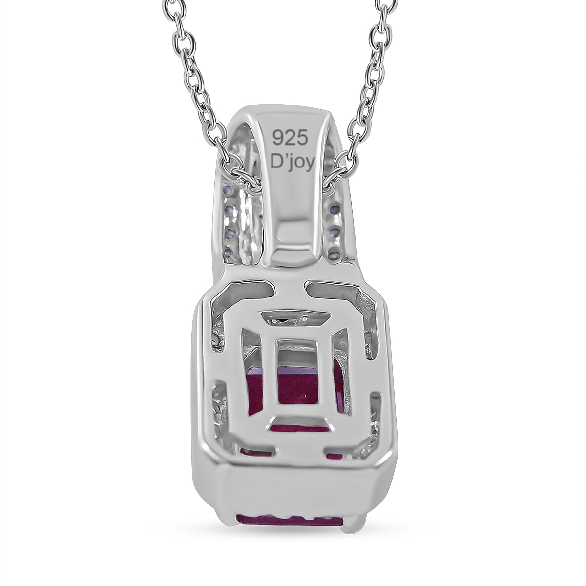 African Ruby, Natural Zircon &amp; Rainbow Sapphire Pendant with Chain (Size 20) in Rhodium Overlay Sterling Silver 2.75 Ct 4269669 4
