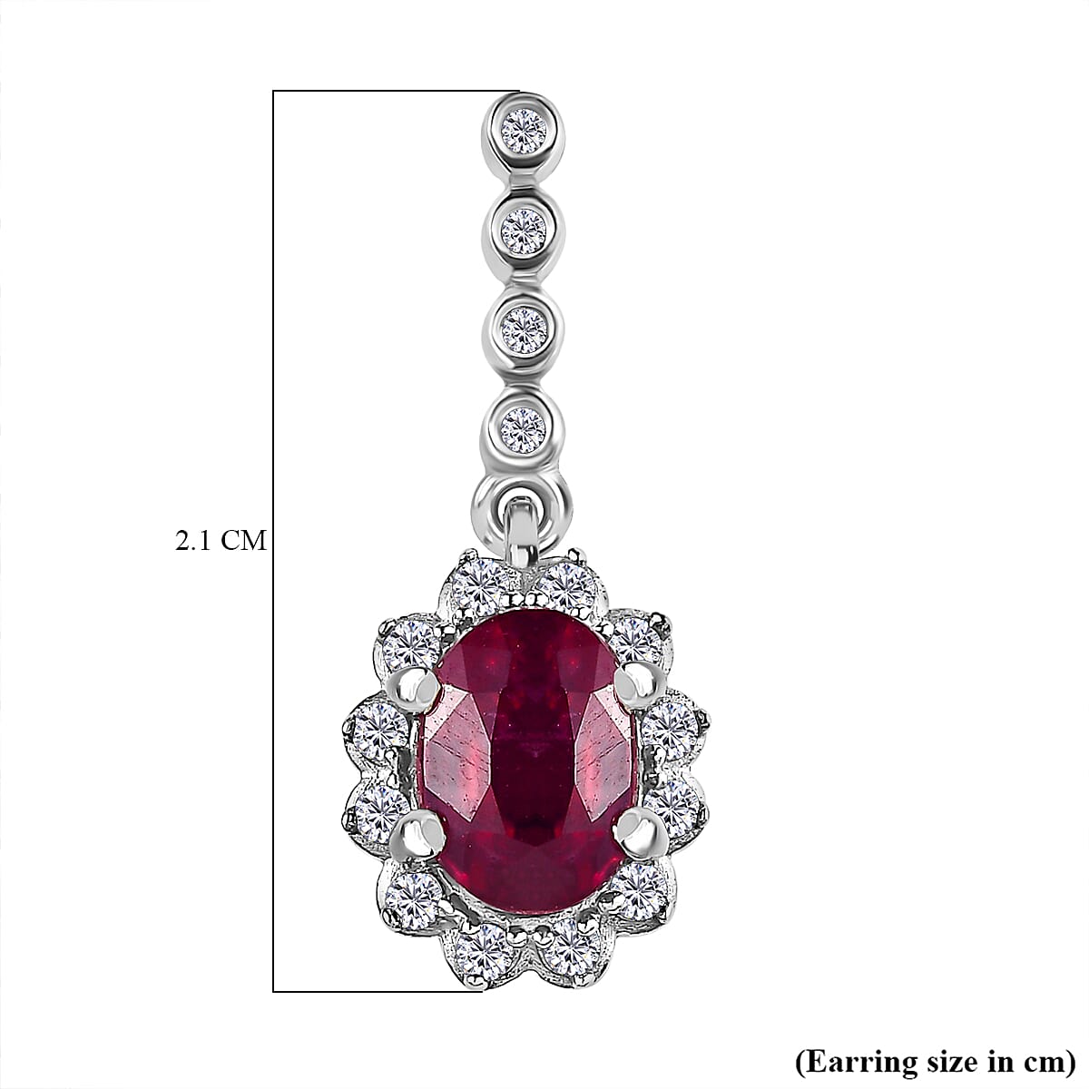 African Ruby &amp; Natural Zircon Dangle Earrings in Platinum Overlay Sterling Silver 2.86 Ct. 7544774 5