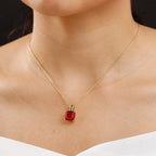 African Ruby & Zambian Emerald Pendant with Chain (Size 20) in 18K Vermeil Yellow Gold Plated Sterling Silver 8.03 Ct.