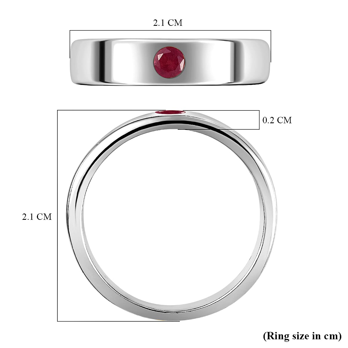 African Ruby (FF) Wedding Band Ring in Platinum Overlay Sterling Silver. 3731860 3