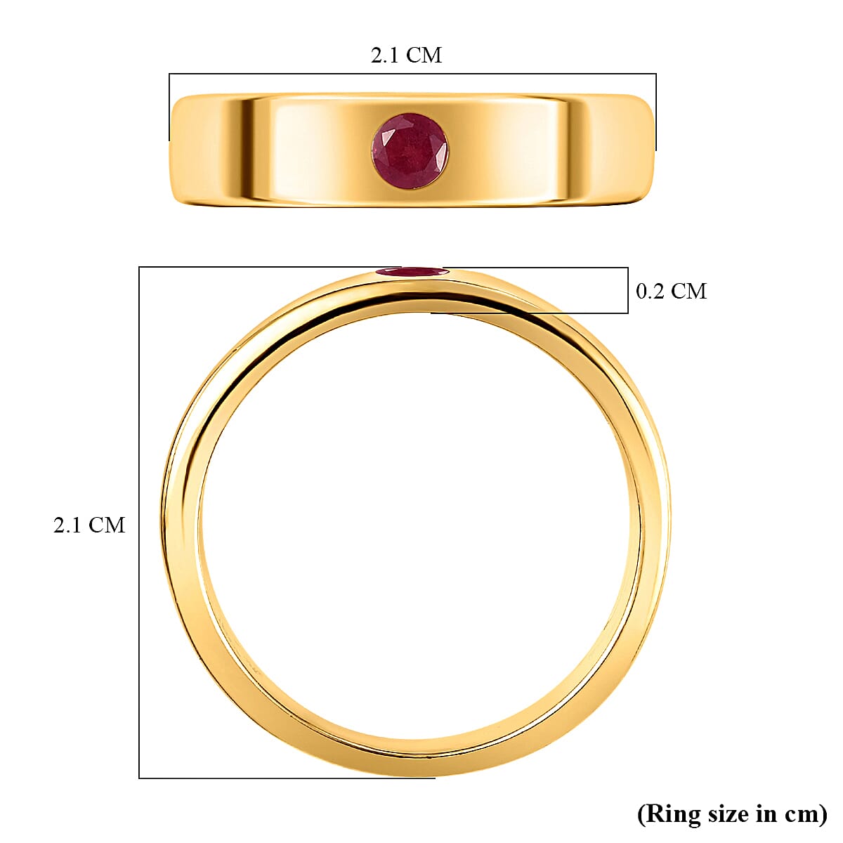 African Ruby (FF) Wedding Band Ring in 14K Gold Plated Sterling Silver 3731859 5