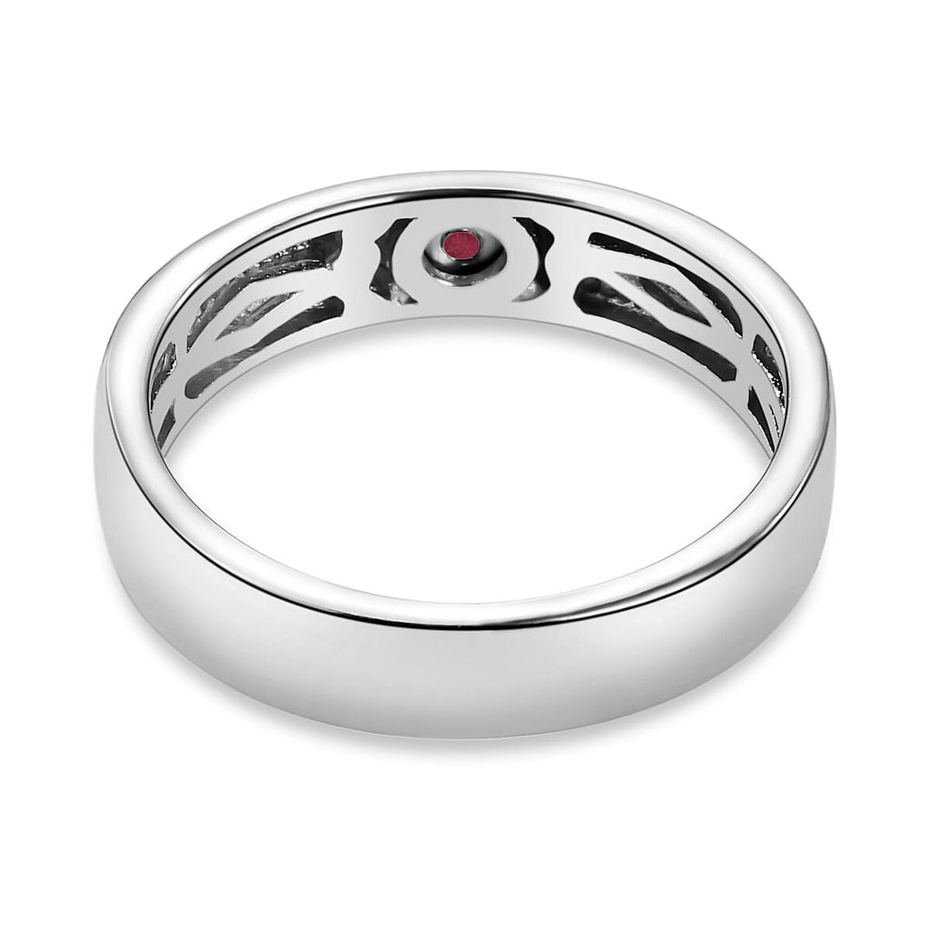 African Ruby (FF) Ring in Platinum Overlay Sterling Silver