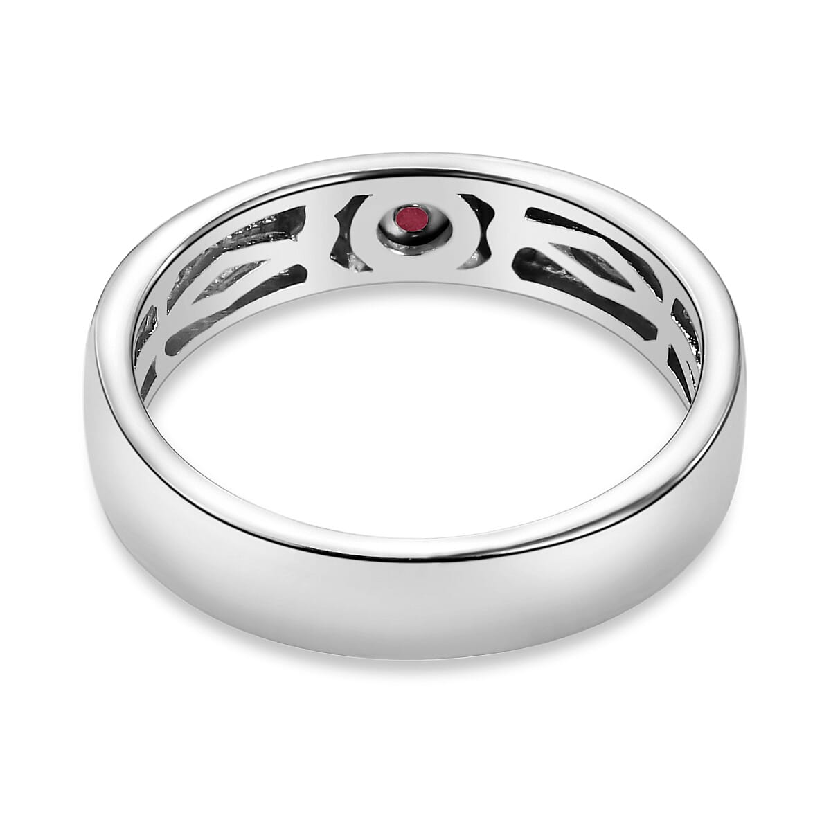 African Ruby (FF) Ring in Platinum Overlay Sterling Silver 3634644 3