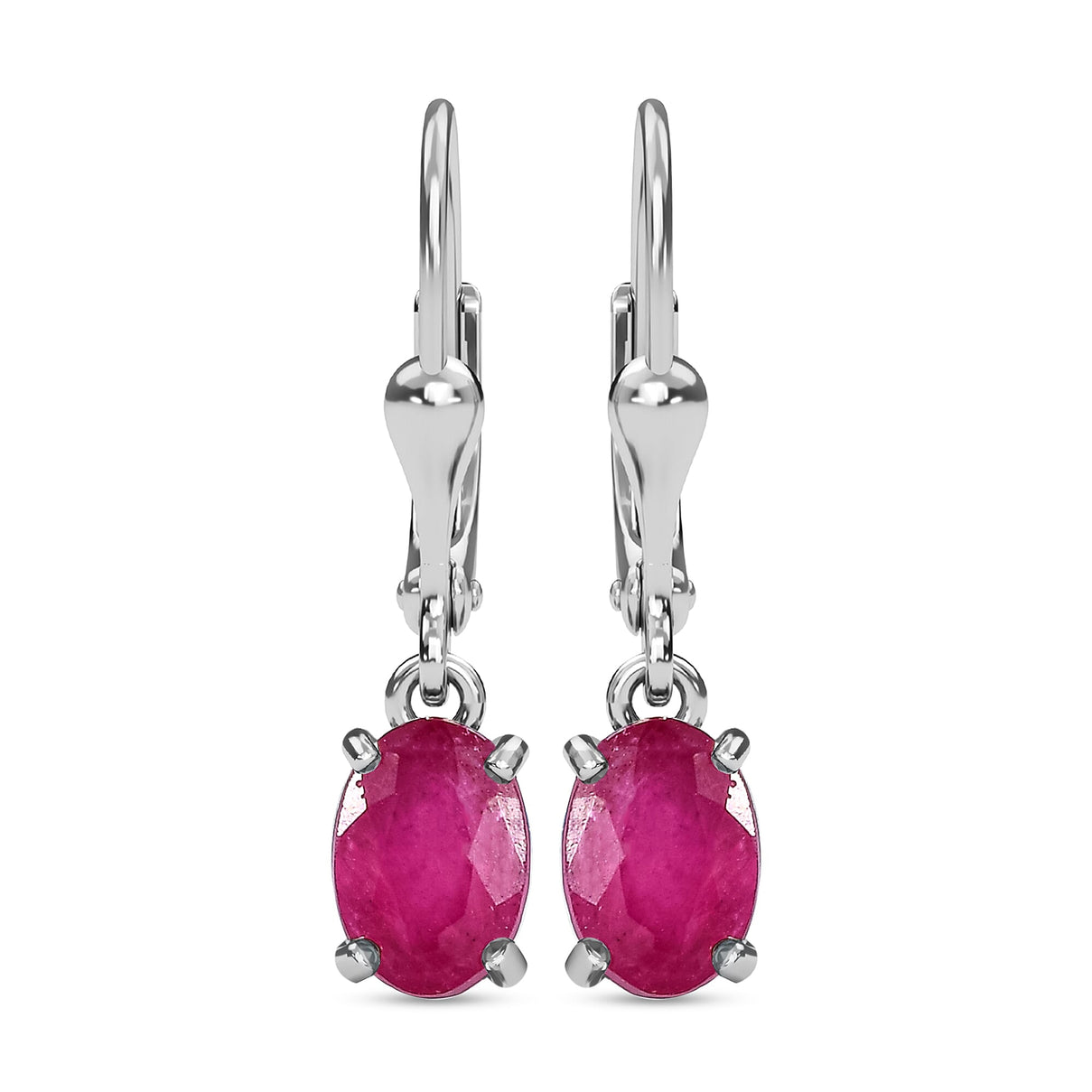 African Ruby (FF) Solitaire Lever Back Earrings in Sterling Silver 3691675 0