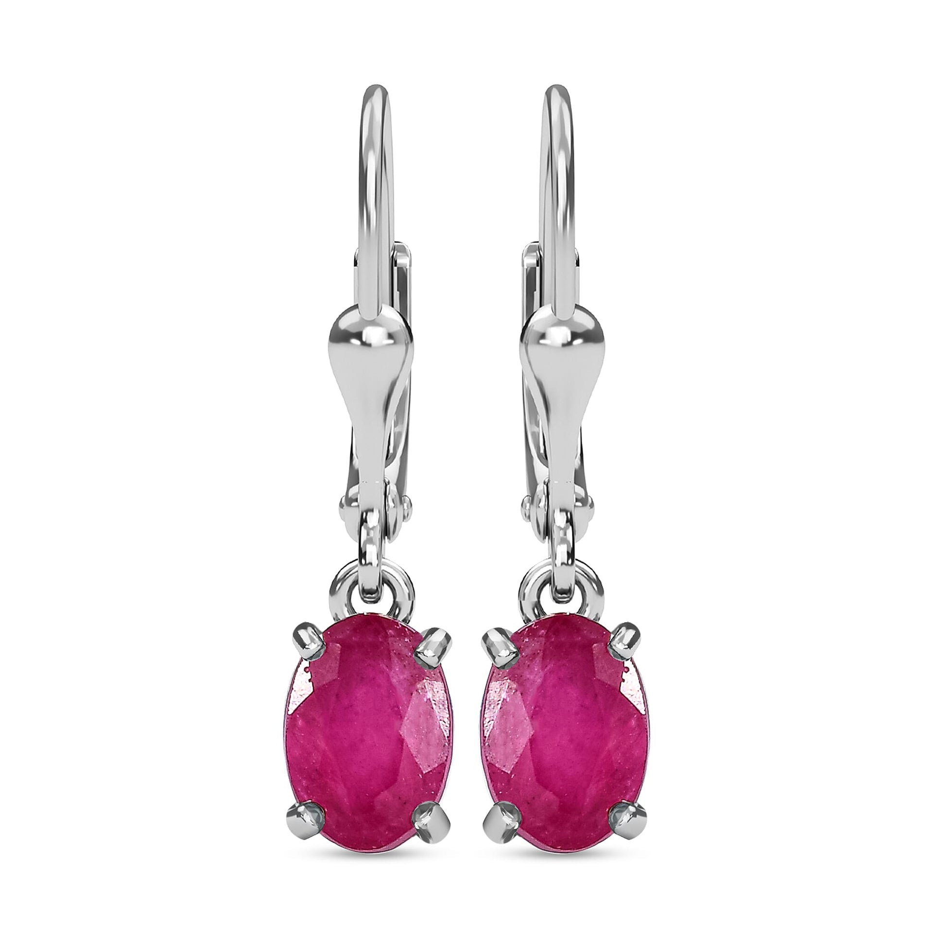 African Ruby (FF) Solitaire Lever Back Earrings in Sterling Silver 3691675 0