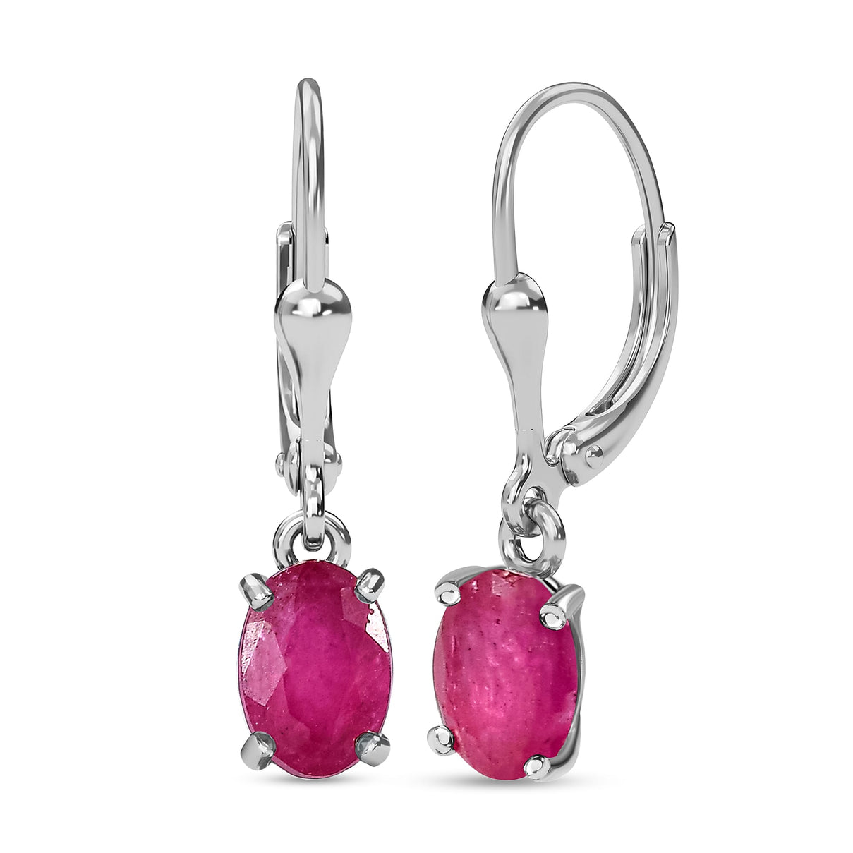 African Ruby (FF) Solitaire Lever Back Earrings in Sterling Silver 3691675 4
