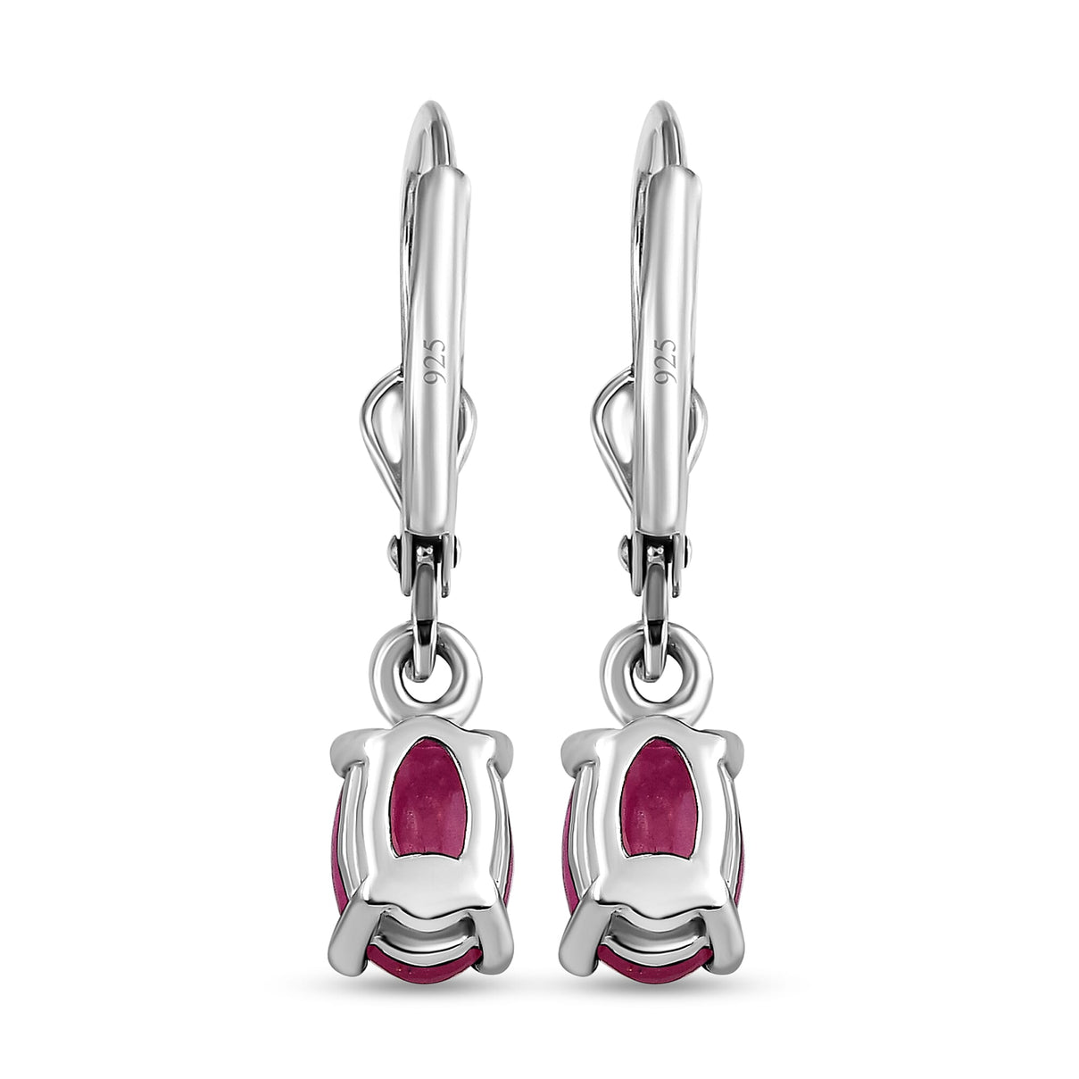 African Ruby (FF) Solitaire Lever Back Earrings in Sterling Silver 3691675 5
