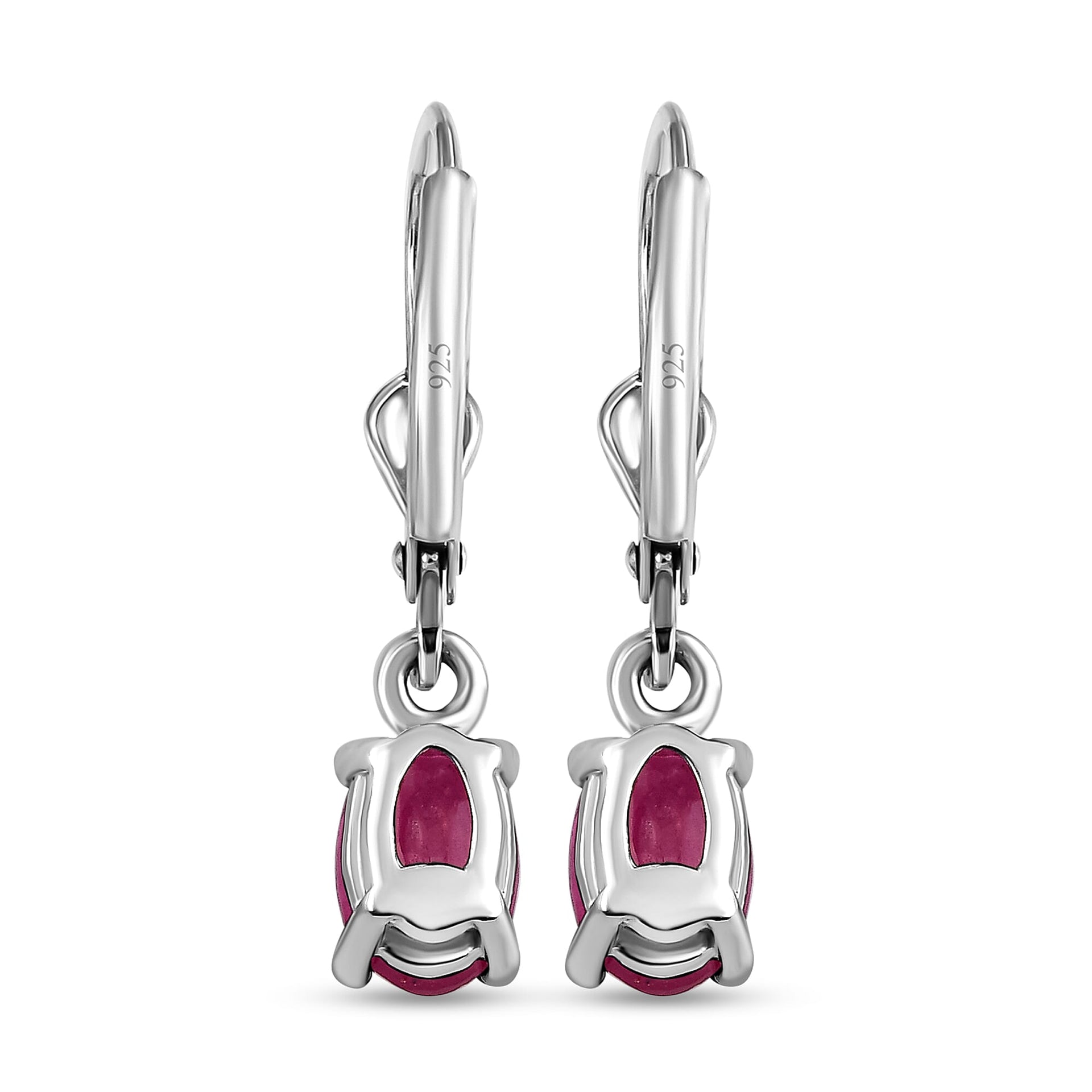 African Ruby (FF) Solitaire Lever Back Earrings in Sterling Silver 3691675 5