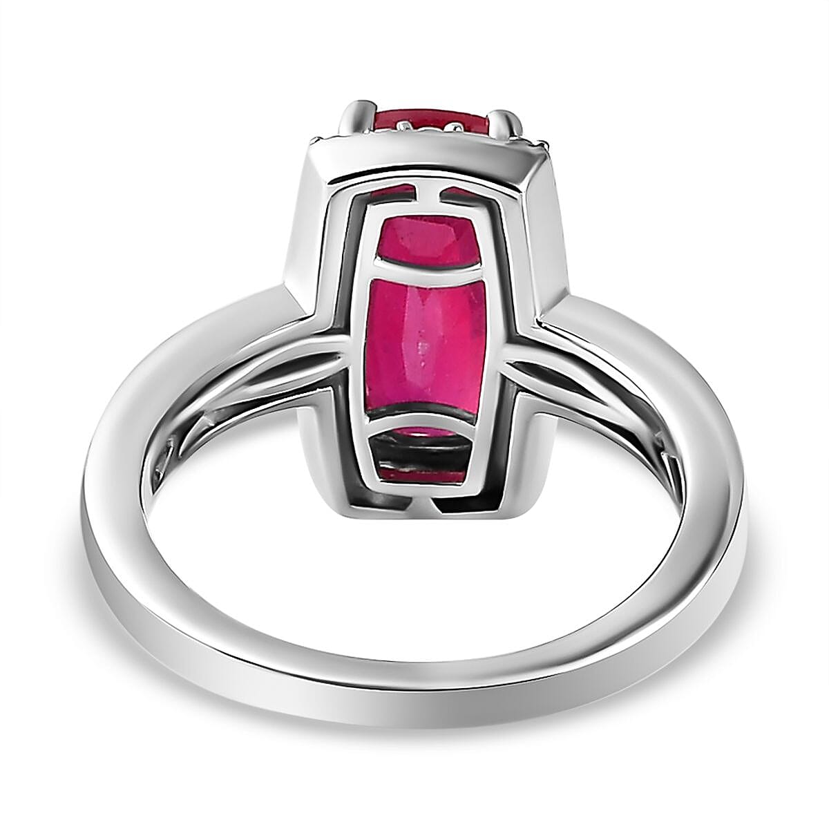 African Ruby and Moissanite Ring in Platinum Overlay Sterling Silver 3.45 Ct 7160083 5