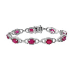 African Ruby and Natural Zircon Bracelet (Size - 7.5) in Platinum Overlay Sterling Silver 19.19 Ct