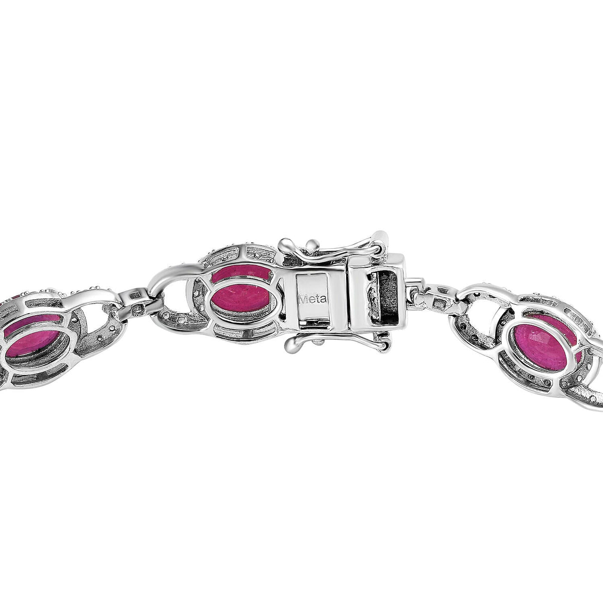 African Ruby and Natural Zircon Bracelet (Size - 7) in Platinum Overlay Sterling Silver 7370373 4