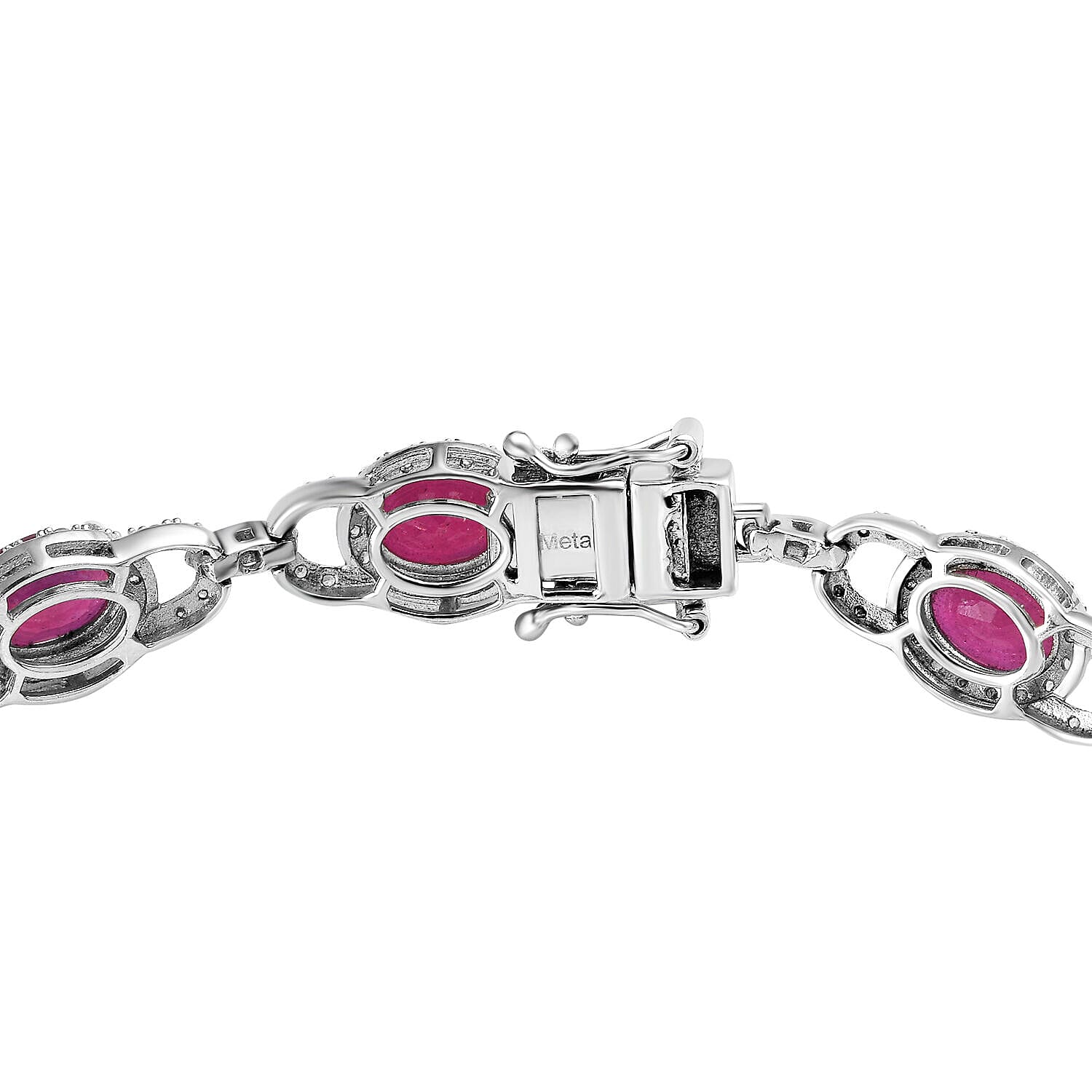 African Ruby and Natural Zircon Bracelet (Size - 7) in Platinum Overlay Sterling Silver 7370373 4