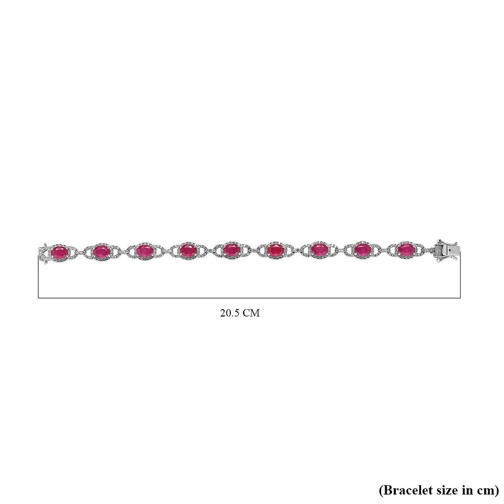 African Ruby and Natural Zircon Bracelet (Size - 7.5) in Platinum Overlay Sterling Silver 19.19 Ct