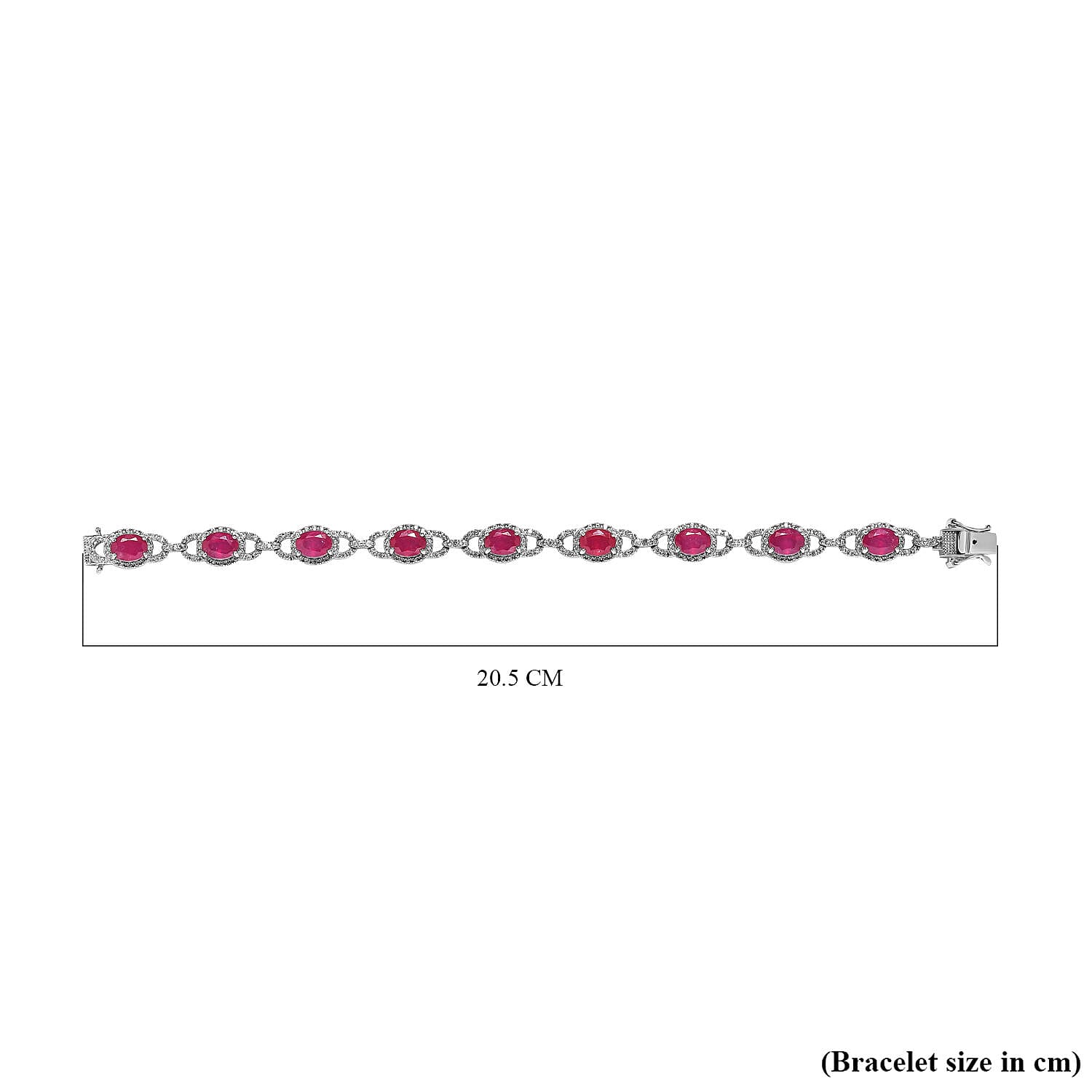 African Ruby and Natural Zircon Bracelet (Size - 7) in Platinum Overlay Sterling Silver 7370373 5