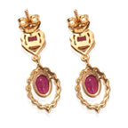 African Ruby and Natural Cambodian Zircon Dangle Earrings (with Push Back) in 14K Gold Overlay Sterling Silver 2.27 Ct.