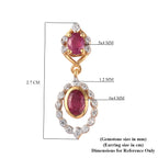 African Ruby and Natural Cambodian Zircon Dangle Earrings (with Push Back) in 14K Gold Overlay Sterling Silver 2.27 Ct.