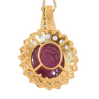 African Ruby and Natural Zircon Pendant with Chain (Size 20) in 18K Yellow Gold Overlay Sterling Silver 34.50 Ct. (Outer Diamention 36.45x24.85mm).