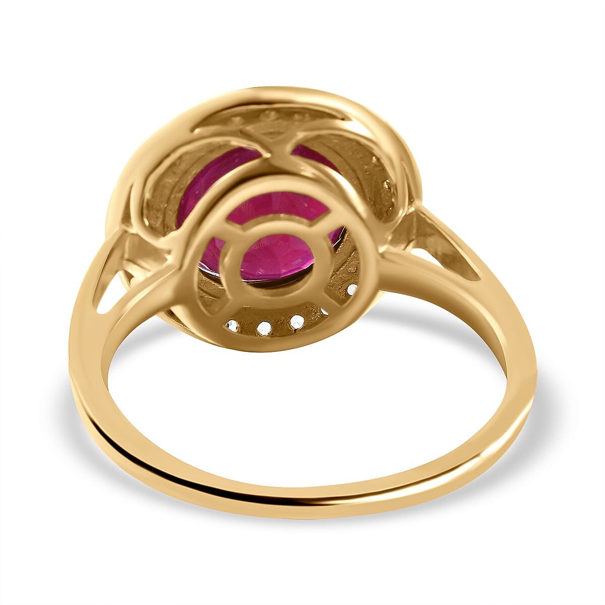 African Ruby and Natural Zircon Ring in 18K Yellow Gold Vermeil Plated Sterling Silver 5.16 Ct. 7341927 5