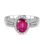 African Ruby and Natural Cambodian Zircon Ring in Platinum Overlay Sterling Silver 2.31 Ct