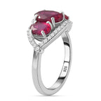 African Ruby and Natural Zircon Ring in Platinum Overlay Sterling Silver 3.50 Ct