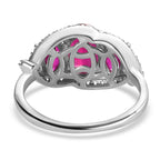 African Ruby and Natural Zircon Ring in Platinum Overlay Sterling Silver 3.50 Ct
