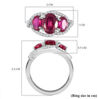 African Ruby and Natural Zircon Ring in Platinum Overlay Sterling Silver 3.50 Ct