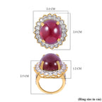 Biggest Ruby Ring Deal of 2023 - Ruby and Natural Zircon Ring in 18K YG Plated Sterling Silver 34.50 Ct, Silver Wt. 6.18 Gms.