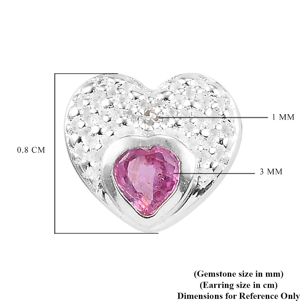 African Ruby and White Diamond Heart Stud Earrings in Sterling Silver 3730535 5