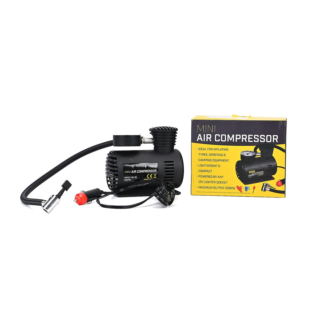 Air Compressor for Inflating Tyres, Sporting and Camping (12V) - Black