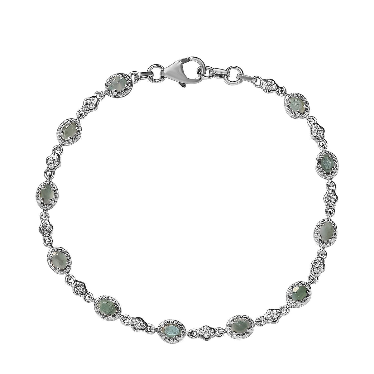 Alexandrite and Natural Zircon Bracelet (Size - 7.5) in Platinum Overlay Sterling Silver 2.51 Ct, Silver Wt. 7.60 Gms 7257348 0