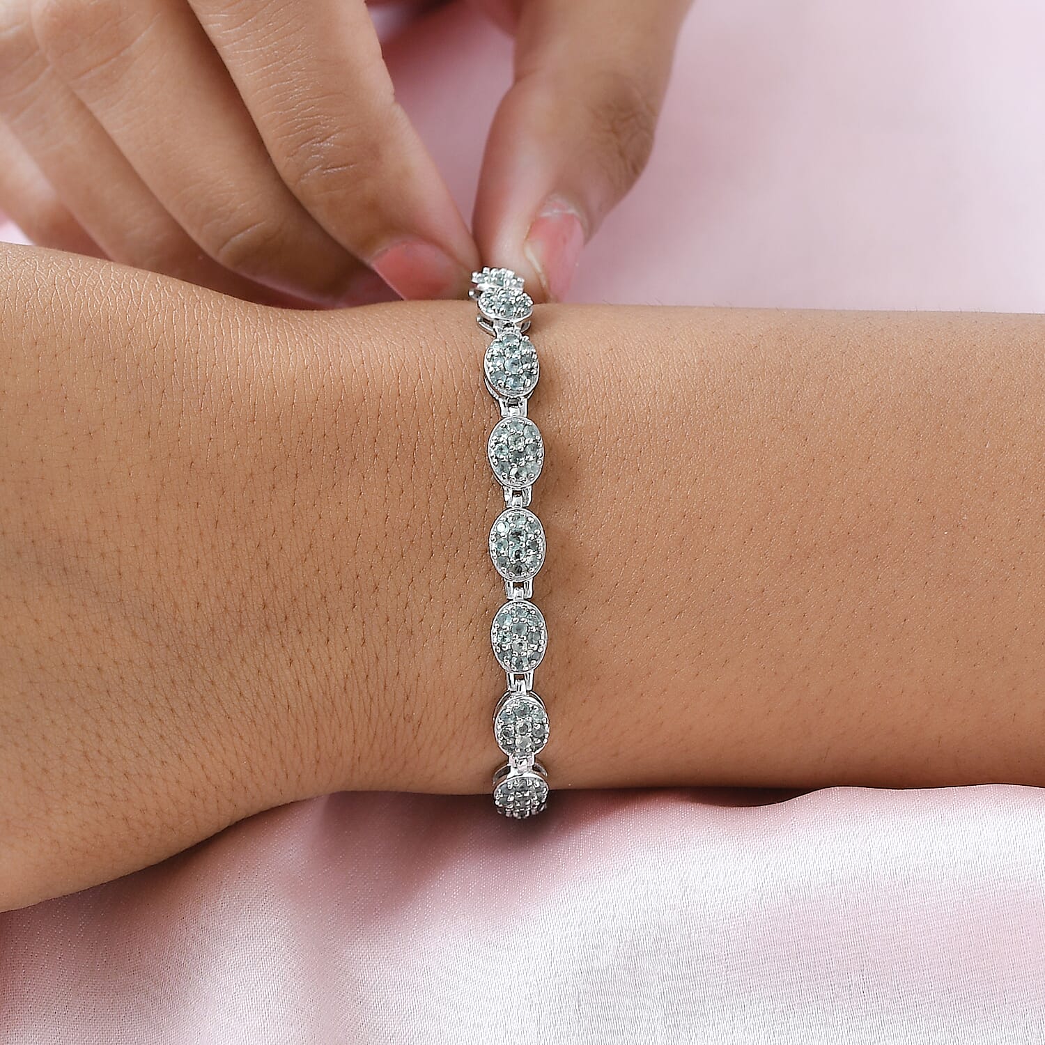 Alexandrite Bracelet (Size - 7.5) in Platinum Overlay Sterling Silver 3.59 Ct, Silver Wt. 10.98 Gms. 7170634 3