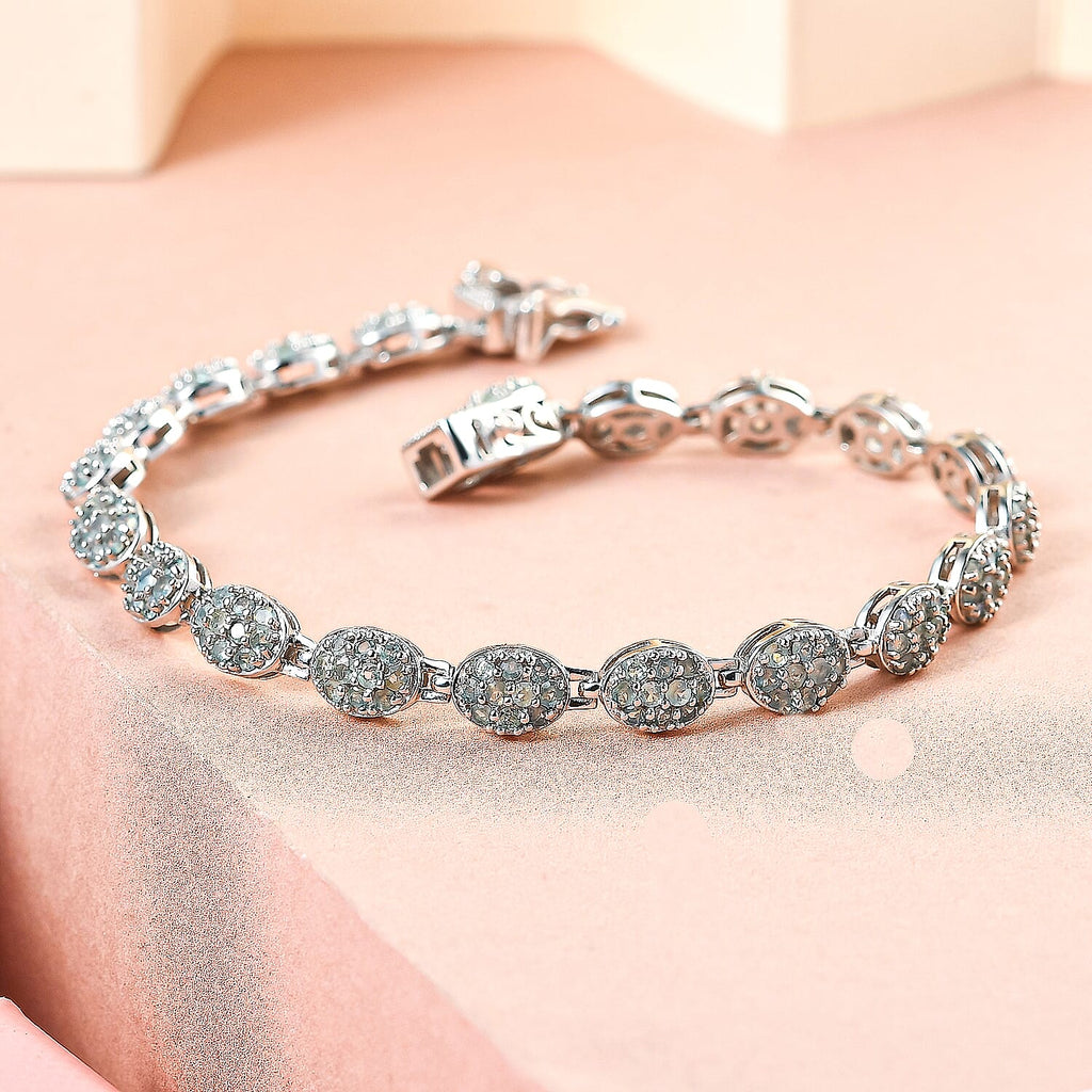 Alexandrite Link Bracelet (Size - 8) in Platinum Overlay Sterling Silver 3.84 Ct, Silver Wt. 11.31 Gms