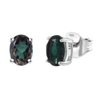 Alexandrite Triplet Quartz Earrings with Push Back in Rhodium Overlay Sterling Silver 2.92 Ct.
