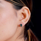 Alexandrite Triplet Quartz Earrings with Push Back in Rhodium Overlay Sterling Silver 2.92 Ct.